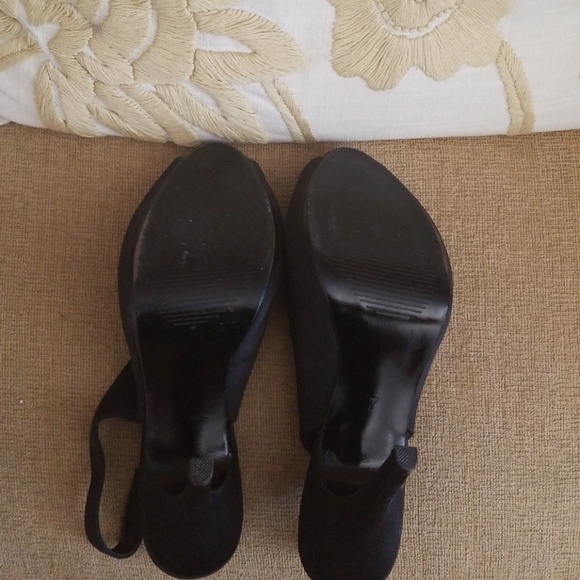 Black Satin Peep Toe Pump - Picture 3 of 3